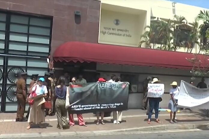Modi visit : Protest over removal of street dogs in Colombo