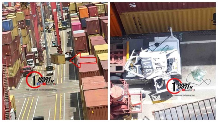 Driver killed as container falls onto prime mover at Colombo Port